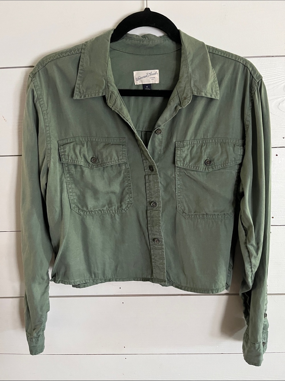 Universal Thread Olive Green Button-Down Utility Shirt